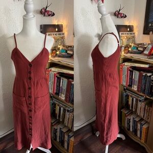 Sky And Sparrow Size Small Brown Sleeveless Midi Dress